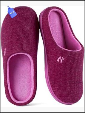 Slip-On Memory Foam Slippers Waffle Knit Non-Slip House Shoes